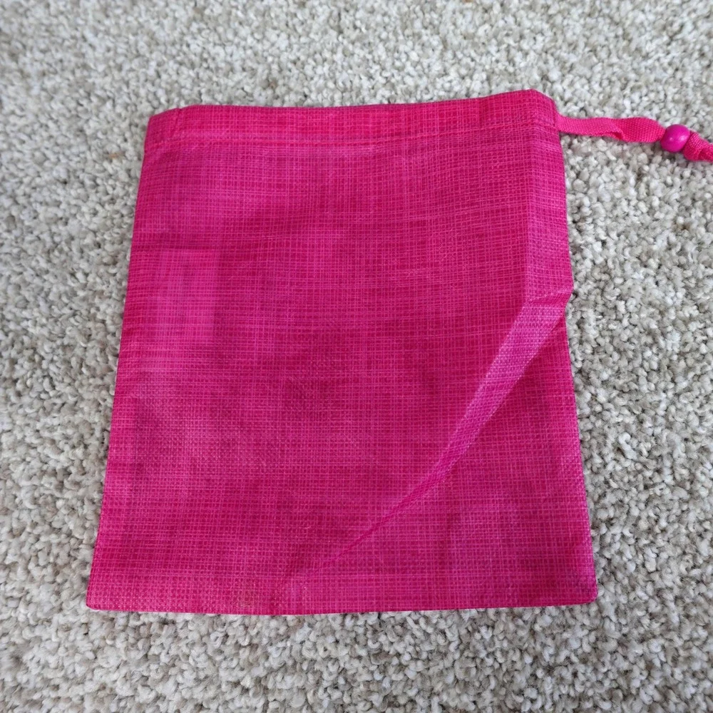thirty-one Hot Pink Textured Drawstring Pouch Small Jewelry Gift Bag 6.5x7.75